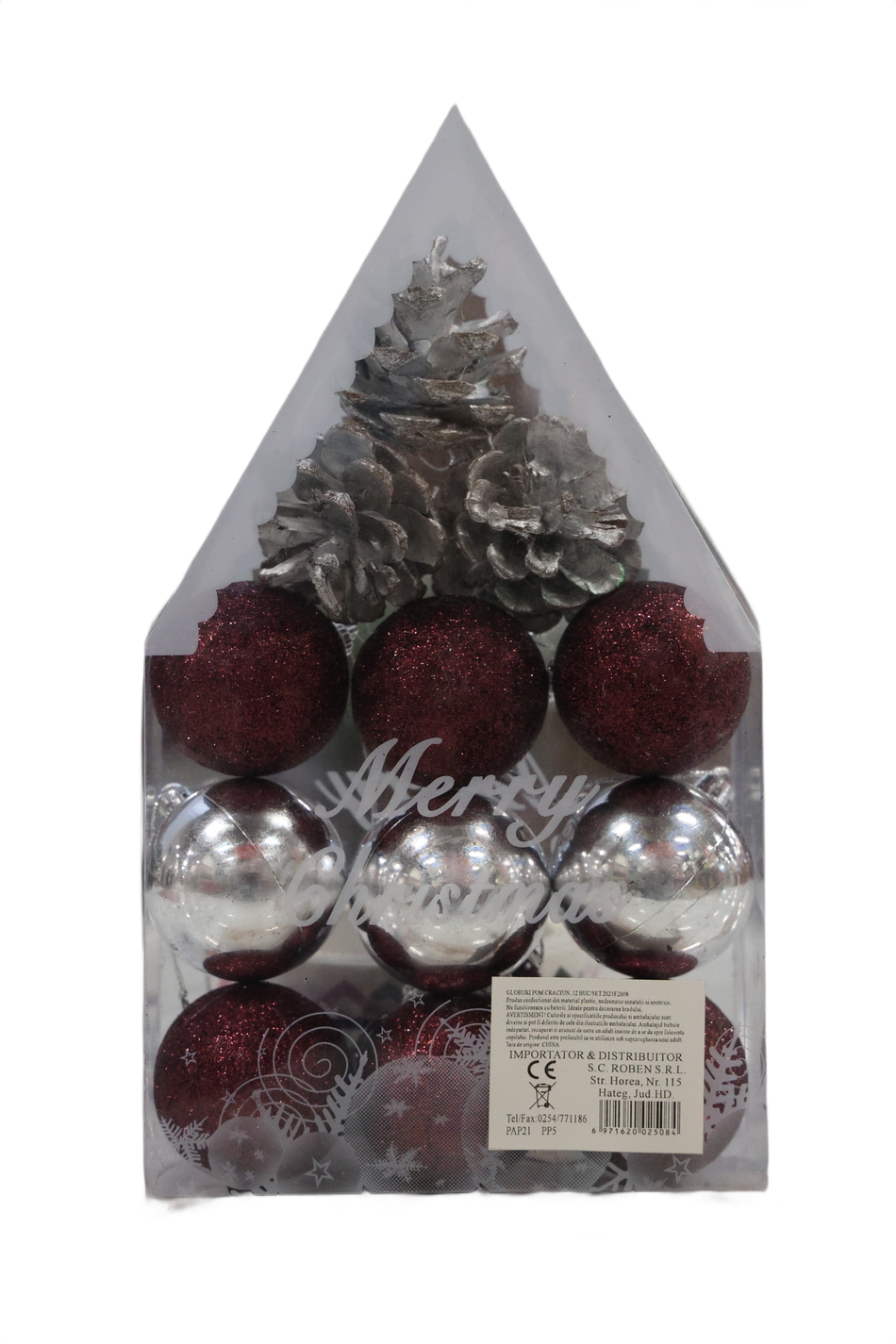 Globuri Pom Craciun, 12 Buc/set 2021f2008 2021f2008
