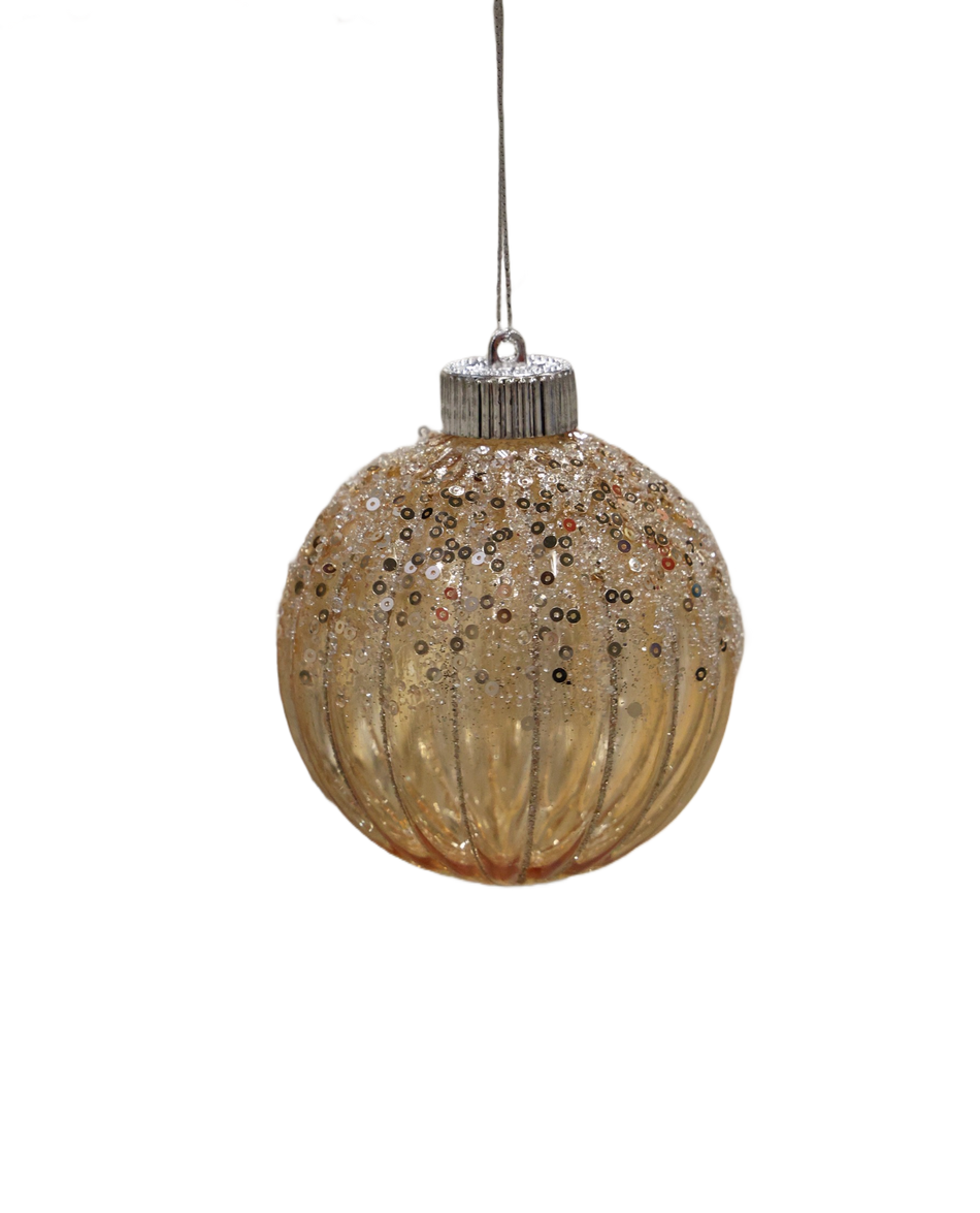 XMAS ORNAMENT GLOB SAMPANIE TRANSPARENT CU PAIETE, 10 CM