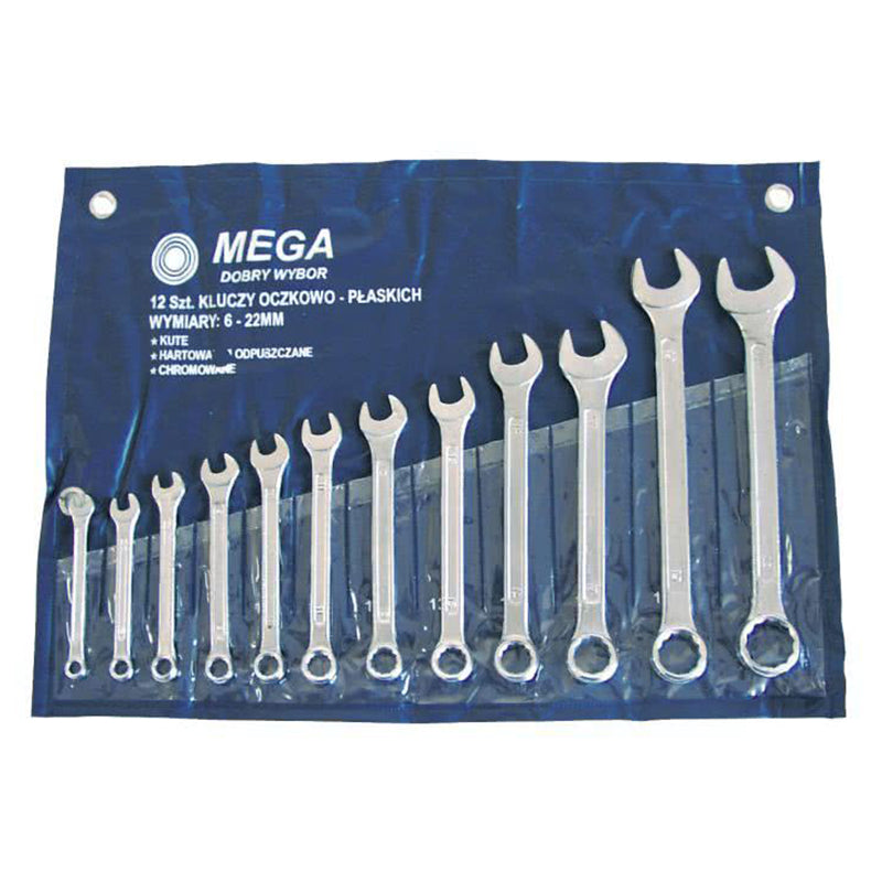 Set chei combinate în folie MEGA, oțel inoxidabil cromat 6–22 mm