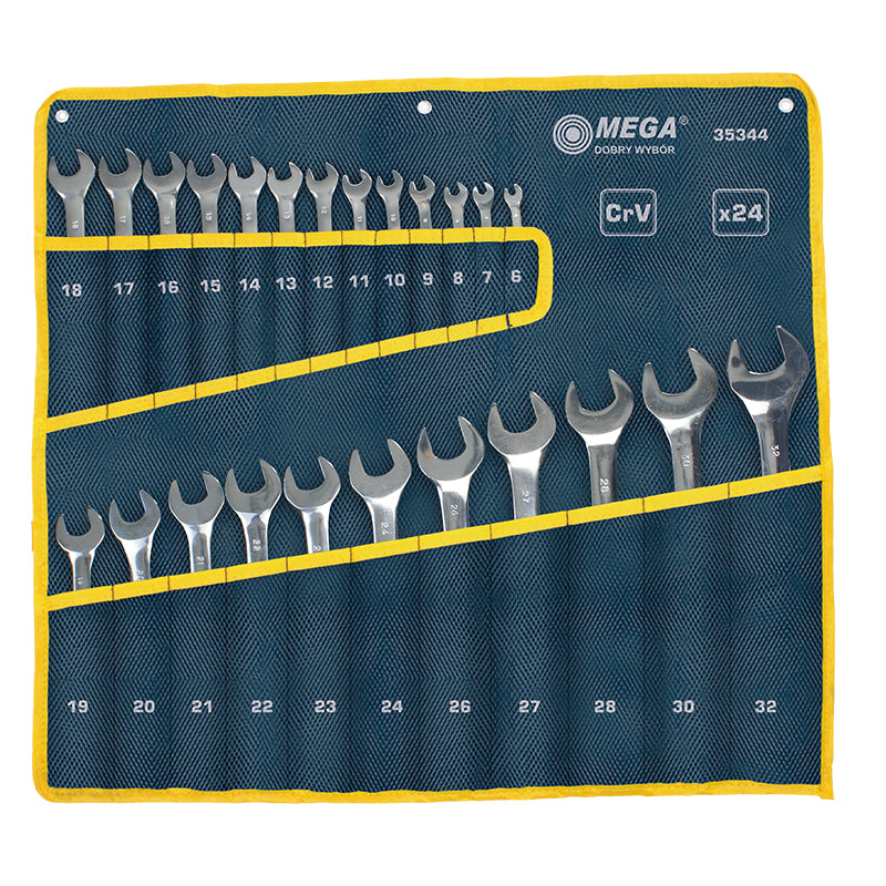 Set chei combinate 6-32 mm, 24 piese, cromate, oțel calit, MEGA 35344