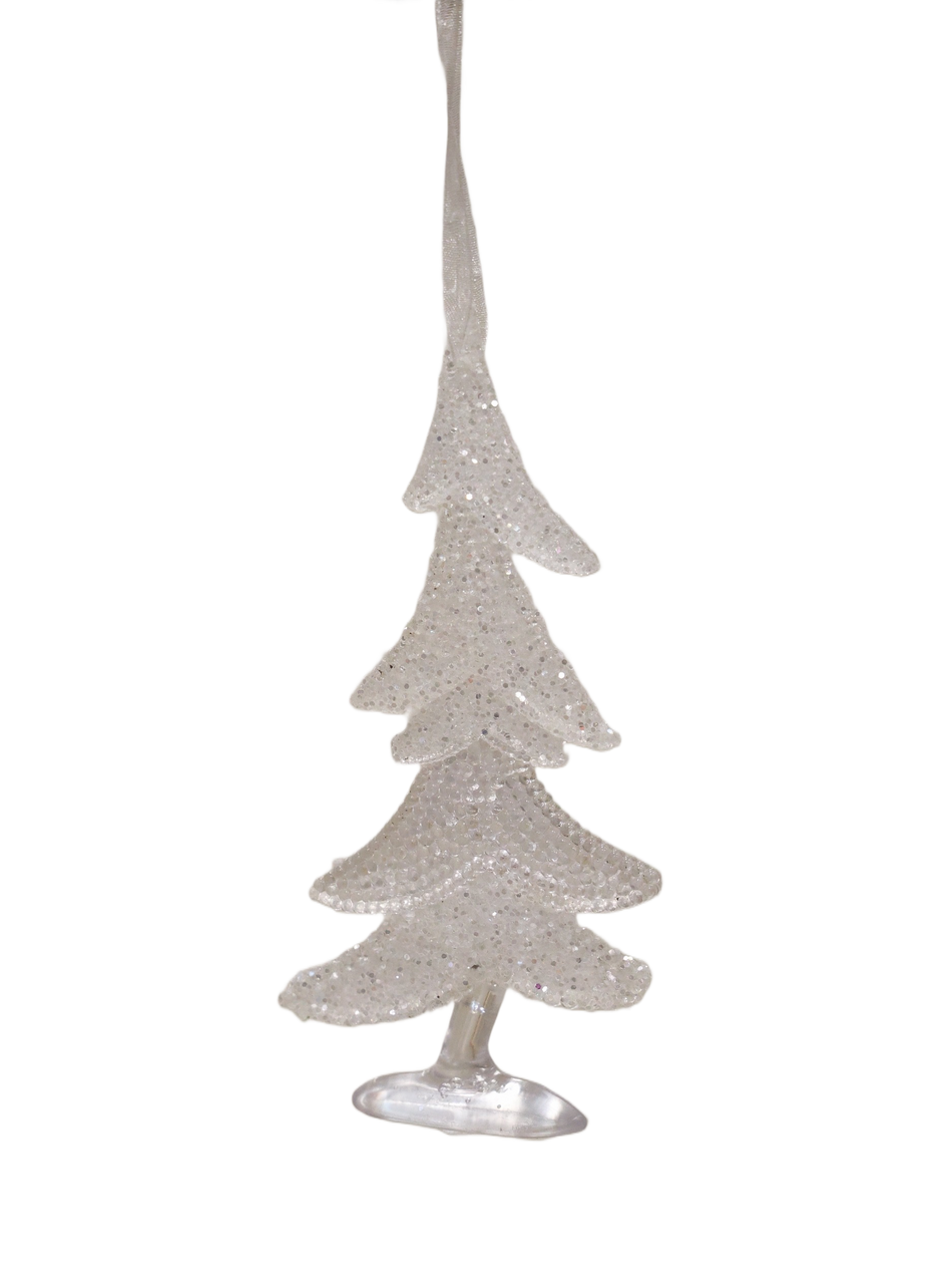 ORNAMENT BRAD BRADUT ALB TRANSPARENT 11.5X8CM XMAS