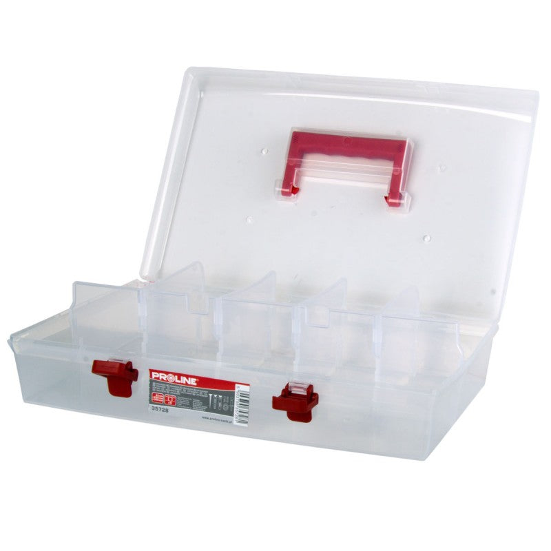 Organizator cu mâner PROLINE cutie divizată din plastic pentru depozitare