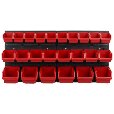 Panou depozitare atelier cu 26 cutii organizatoare, montaj perete, Polonia 35784