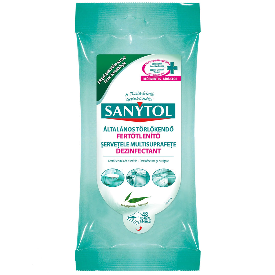 Servetele Umede Dezinfectante Sanytol Multisuprafete, Eucalipt, 72 Buc