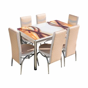Set Lara, Masa Extensibila Cu 6 Scaune Crem, 130/165x80x79cm