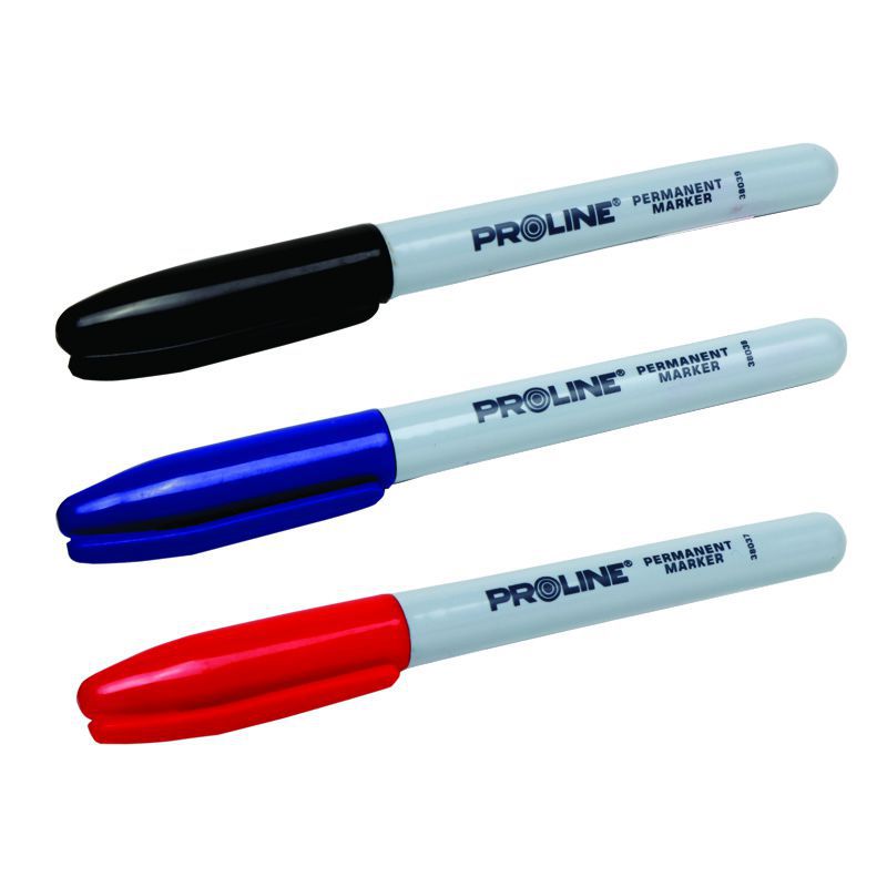 Markere permanente 3 culori cu vârf rotund pentru diverse suprafețe PROLINE 38031
