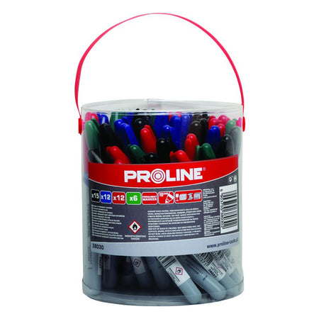 Markere lungi color permanente 45/set, 4 culori, vârf rotund PROLINE 38033