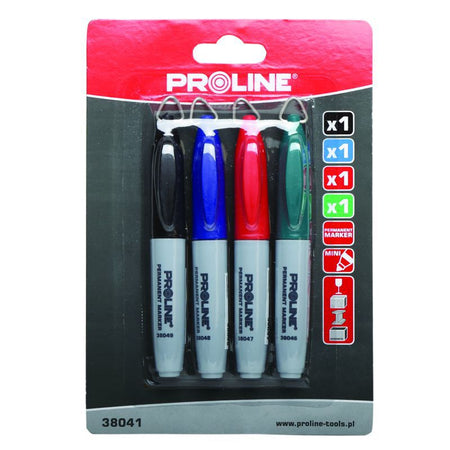 Markere permanente mini, 4 culori, pentru metal, plastic, lemn, beton PROLINE 38041