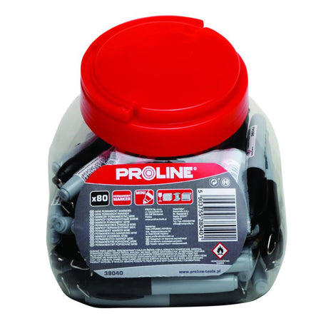 Markere scurte negre N-80 set 80 permanente, cu agatator PROLINE 38049