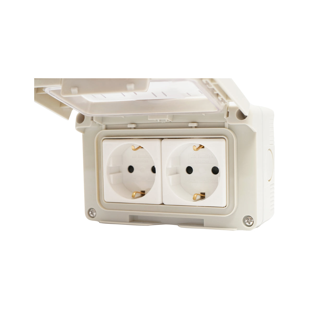 Priza Schuko Dubla Aplicata Pt,mpamantare Si Protectie Ip55, 16a, 250v