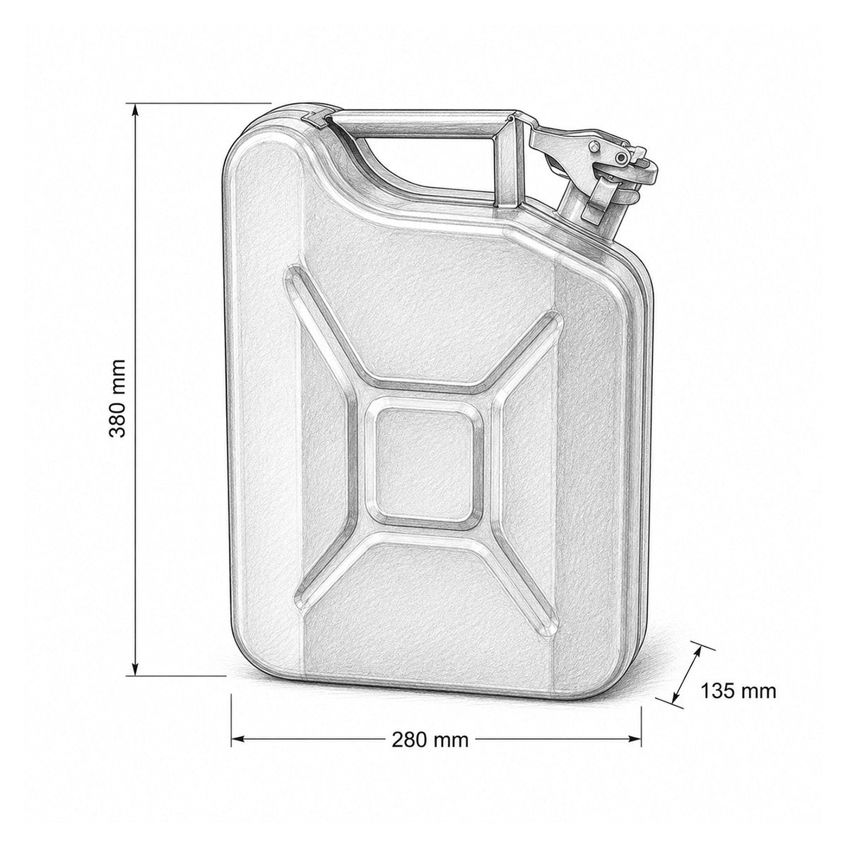 Canistră metalică de 10 L cu dimensiuni 380 × 280 × 135 mm Breckner Germany BK88210