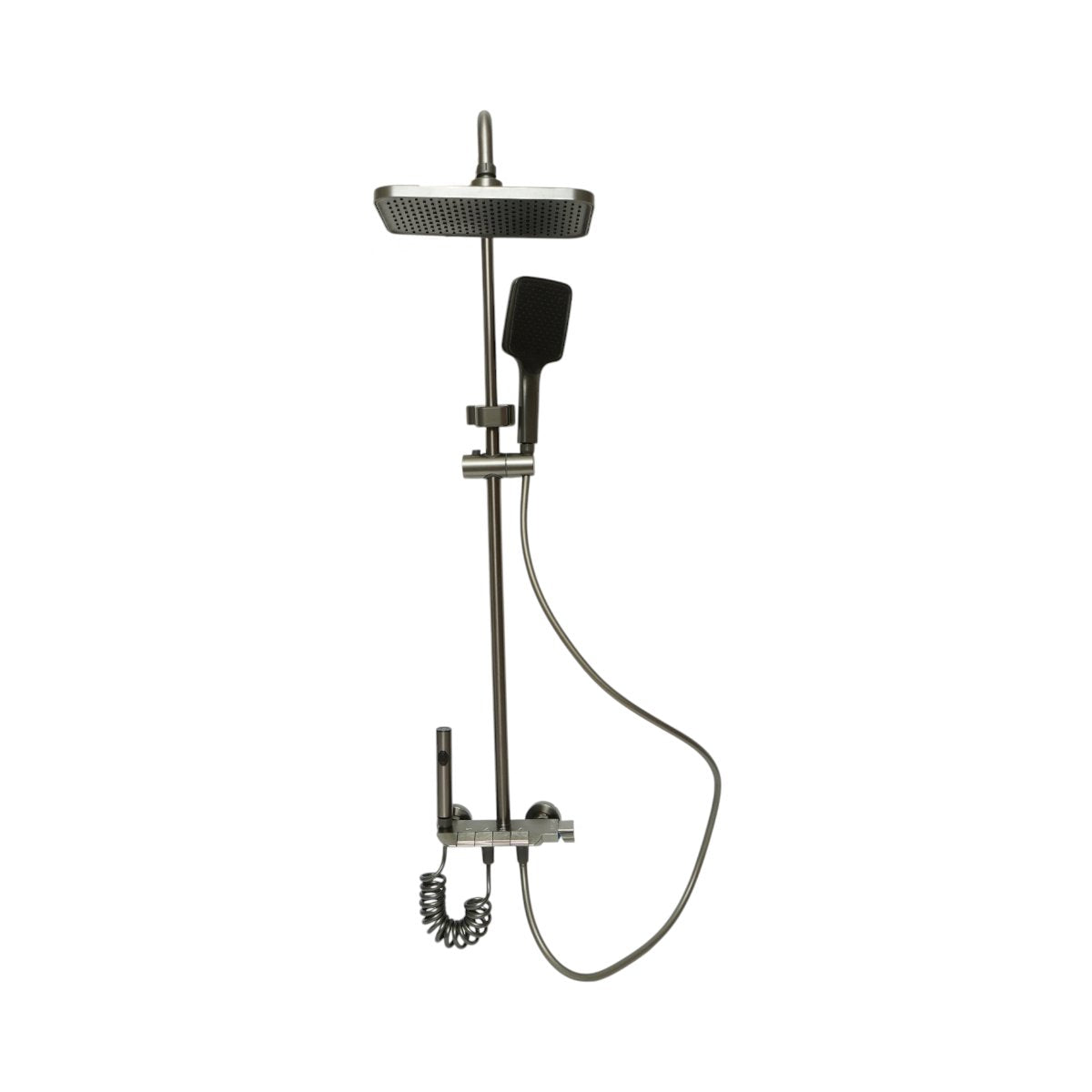 Set de duș multifuncțional cu termostat și 4 funcții din aluminiu grafit mat DISVM22