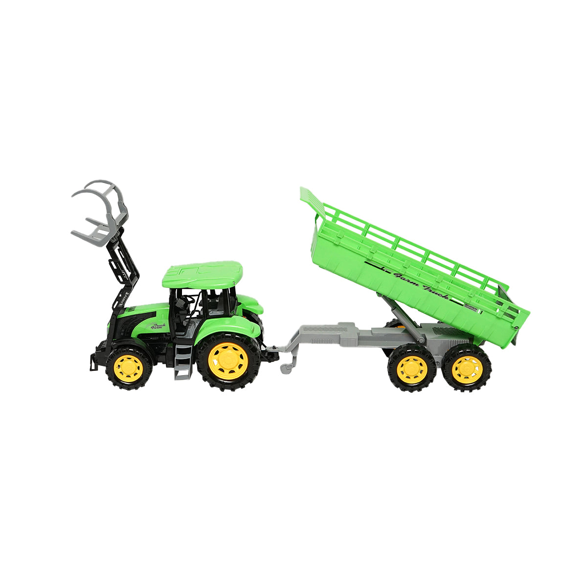 Jucarie Tractor Cu Incarcator Frontal Si Remorca