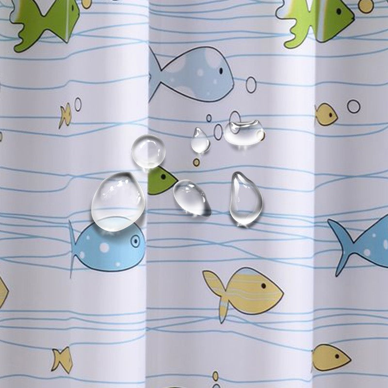 Perdea de duș Ermetiq FISHES din PEVA de 180 × 200 cm cu inele din plastic