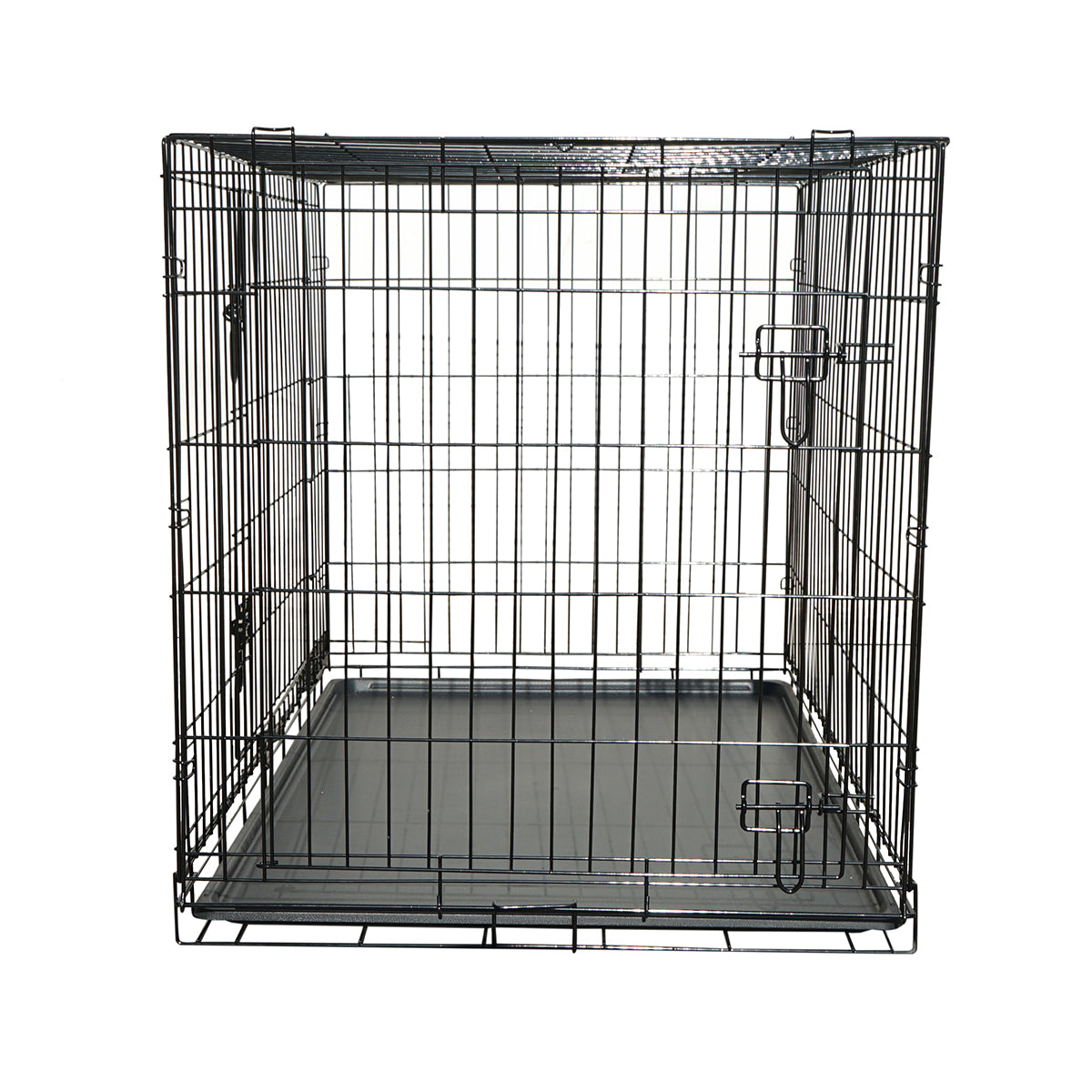 Cusca transport animale pliabila din metal cu 2 usi, tava detasabila si maner 122x75.5x84cm