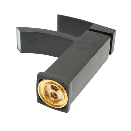 Baterie Lavoar Tip Cascada, Monocomanda, Finisaj Negru Mat, Aliaj Zinc