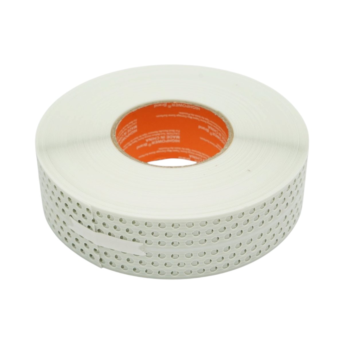 Bandă autoadezivă din PVC perforat pentru protecția colțurilor din rigips de 50 mm × 30 m HighPower AAA137