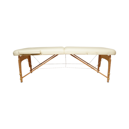 Masa De Masaj Pliabila Portabila 2 Zone, Spuma 5cm, H 76cm, Piele Crem