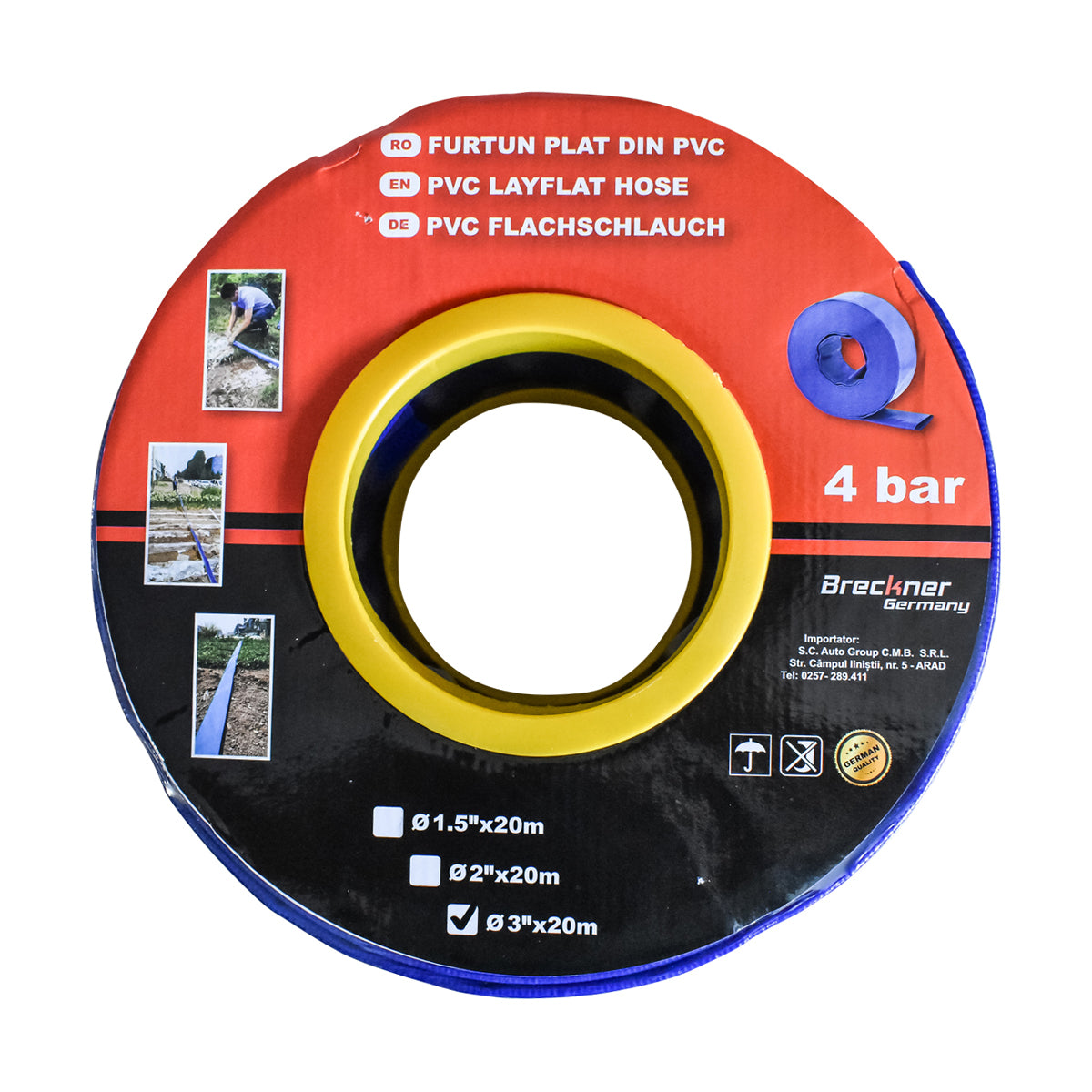 Furtun plat din PVC 20 m pentru irigații Breckner Germany