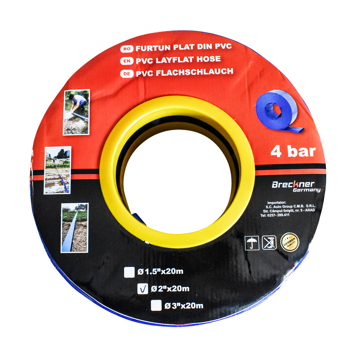 Furtun plat din PVC 20 m pentru irigații Breckner Germany