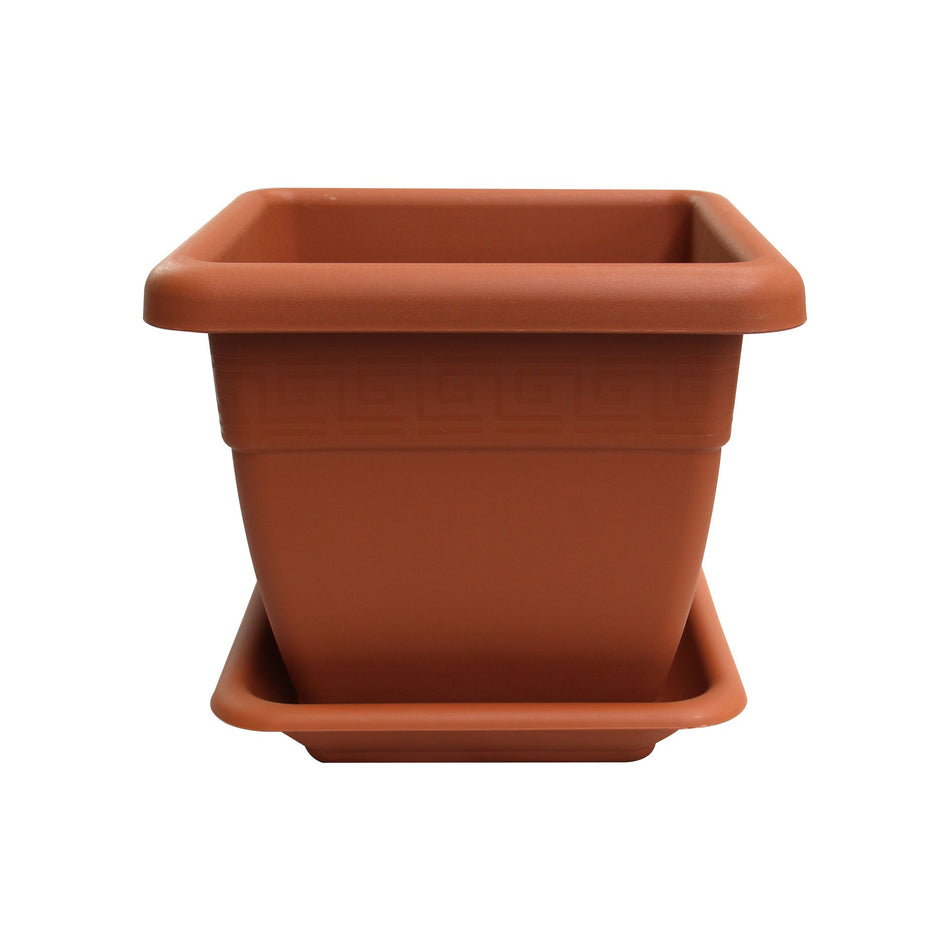 Ghiveci Patrat Cu Farfurie 25x25 Cm, H24.5 Cm, 8l
