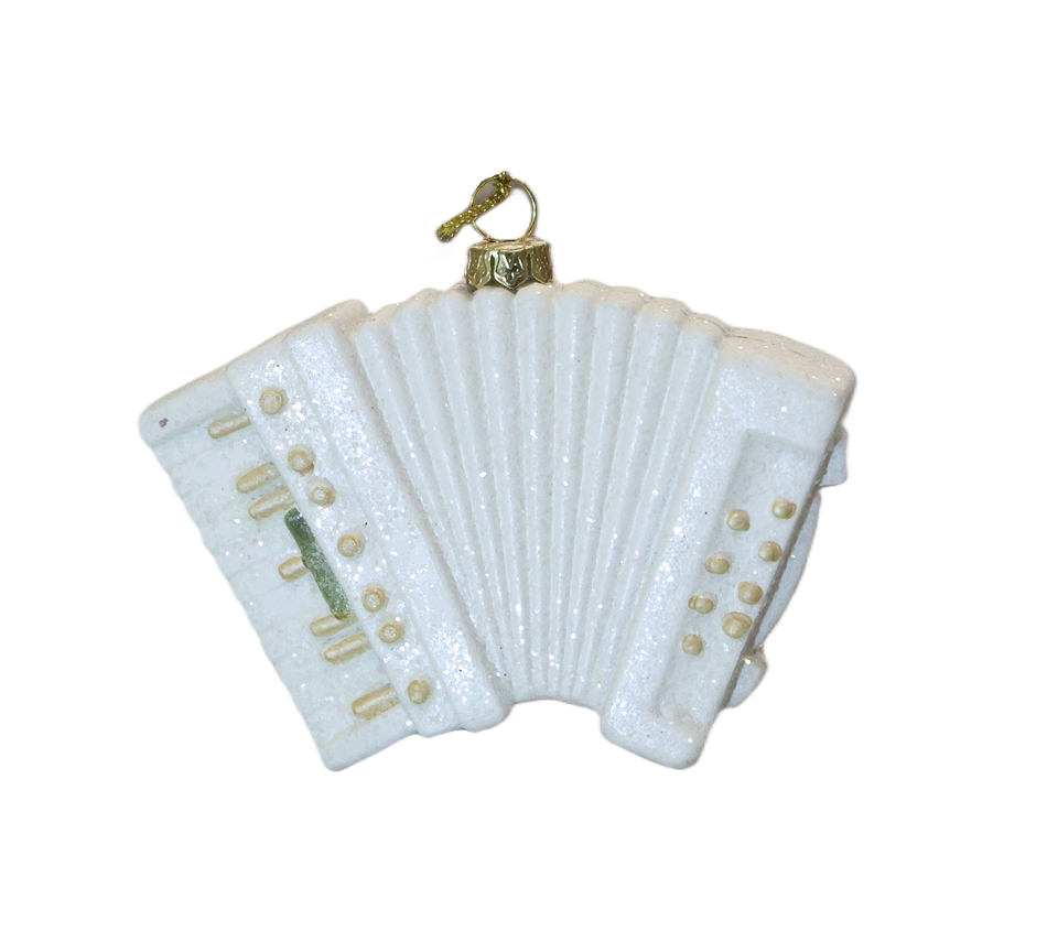 XMAS ORNAMENT BRAD ACORDEON ALB AURIU, PLASTIC