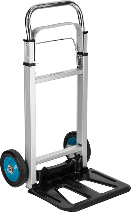 Cărucior transport pliabil cu mâner telescopic, 90 kg, structură aluminiu și oțel, roți EVA, MEGA 40096