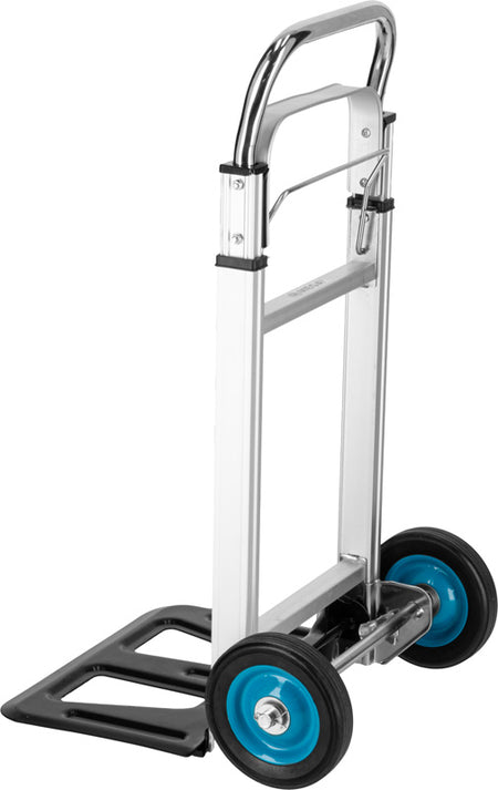 Cărucior transport pliabil cu mâner telescopic, 90 kg, structură aluminiu și oțel, roți EVA, MEGA 40096