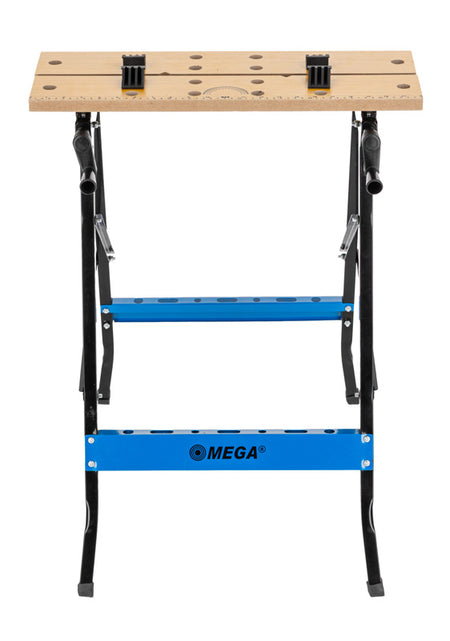 Banc de lucru pliabil profesional cu două menghine, reglare 31 cm, MDF 1,8 cm, 100 kg MEGA 40097