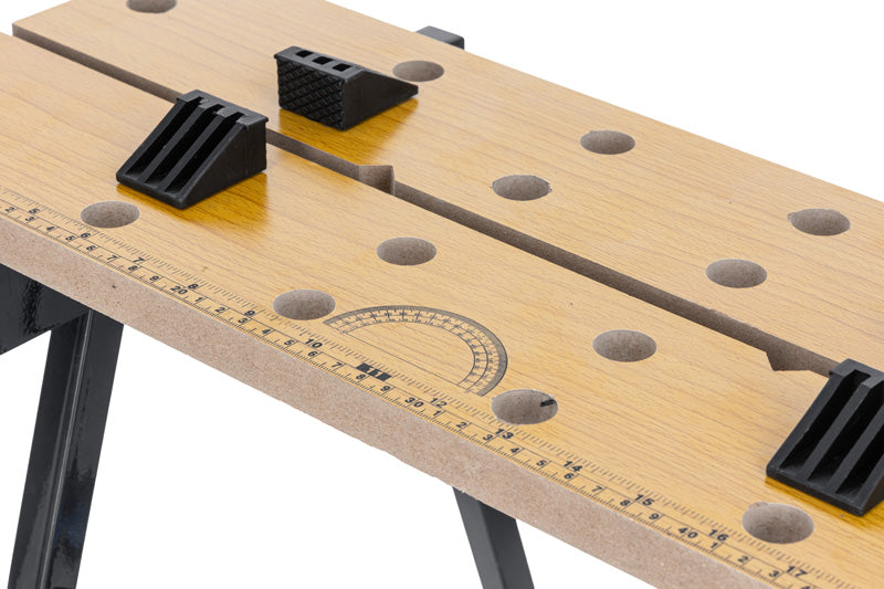 Banc de lucru pliabil profesional cu două menghine, reglare 31 cm, MDF 1,8 cm, 100 kg MEGA 40097