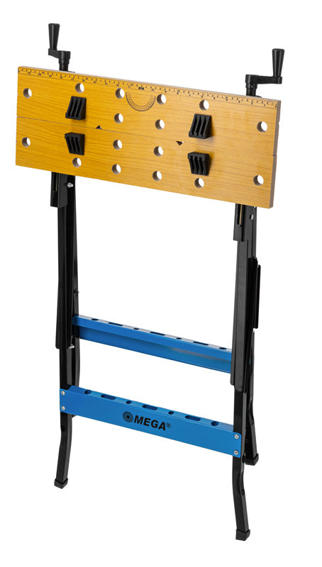 Banc de lucru pliabil profesional cu două menghine, reglare 31 cm, MDF 1,8 cm, 100 kg MEGA 40097