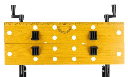 Banc de lucru pliabil profesional cu două menghine, reglare 31 cm, MDF 1,8 cm, 100 kg MEGA 40097