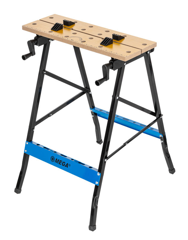 Banc de lucru pliabil profesional cu două menghine, reglare 31 cm, MDF 1,8 cm, 100 kg MEGA 40097