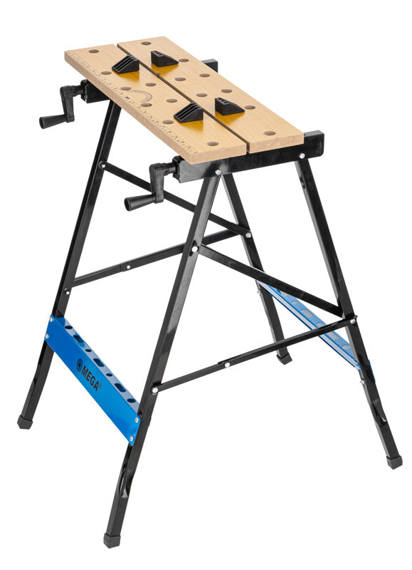 Banc de lucru pliabil profesional cu două menghine, reglare 31 cm, MDF 1,8 cm, 100 kg MEGA 40097