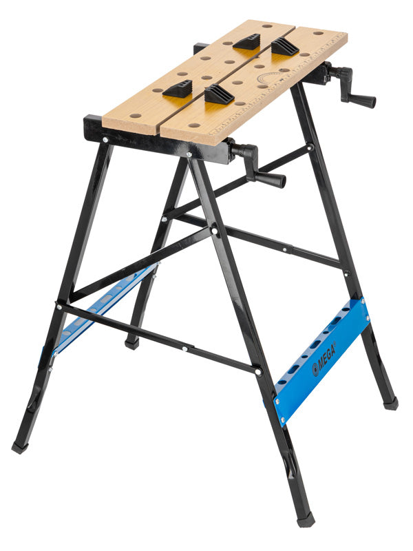 Banc de lucru pliabil profesional cu două menghine, reglare 31 cm, MDF 1,8 cm, 100 kg MEGA 40097