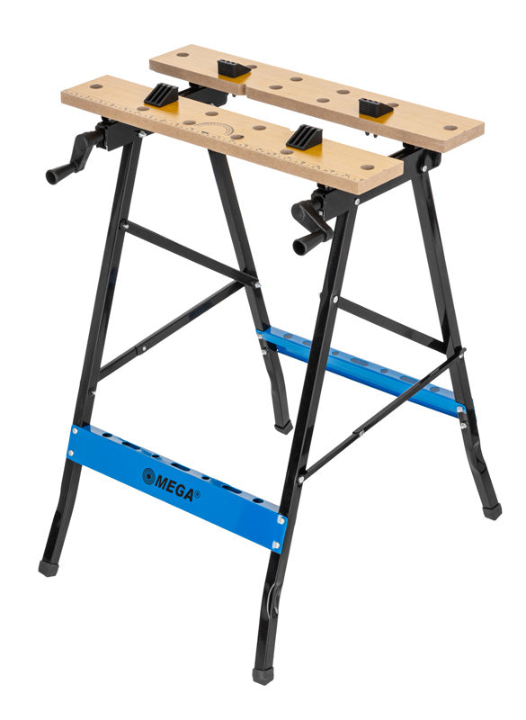 Banc de lucru pliabil profesional cu două menghine, reglare 31 cm, MDF 1,8 cm, 100 kg MEGA 40097