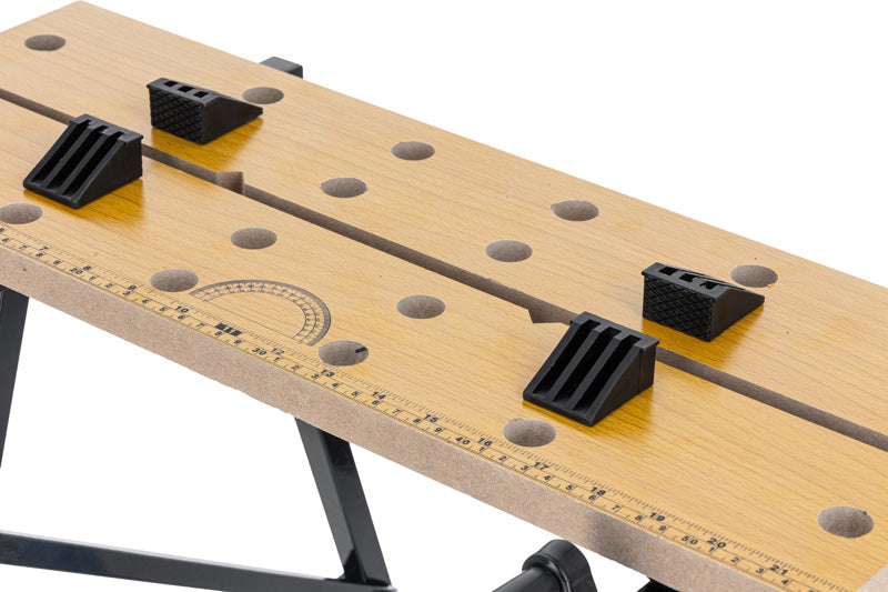 Banc de lucru pliabil profesional cu două menghine, reglare 31 cm, MDF 1,8 cm, 100 kg MEGA 40097
