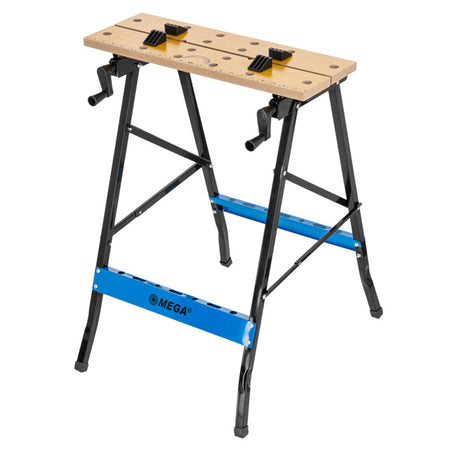 Banc de lucru pliabil profesional cu două menghine, reglare 31 cm, MDF 1,8 cm, 100 kg MEGA 40097