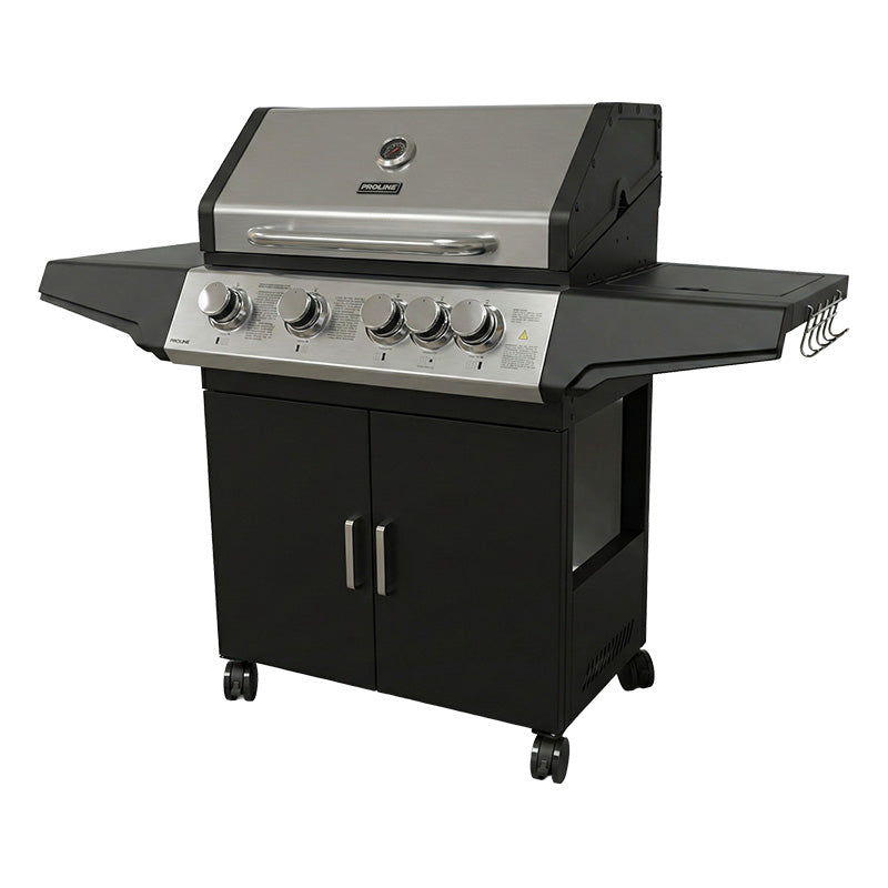 Grătar gaz cu 4+1 arzătoare, grilaje din fontă, construcție premium, suprafață 71 × 40 cm, PROLINE 40212