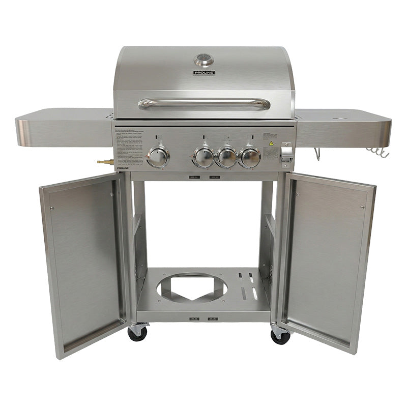 Grill gaz inoxidabil 3+1 arzătoare, 13,65 kW, grătar fontă, termometru integrat, PROLINE 40213