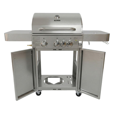 Grill gaz inoxidabil 3+1 arzătoare, 13,65 kW, grătar fontă, termometru integrat, PROLINE 40213