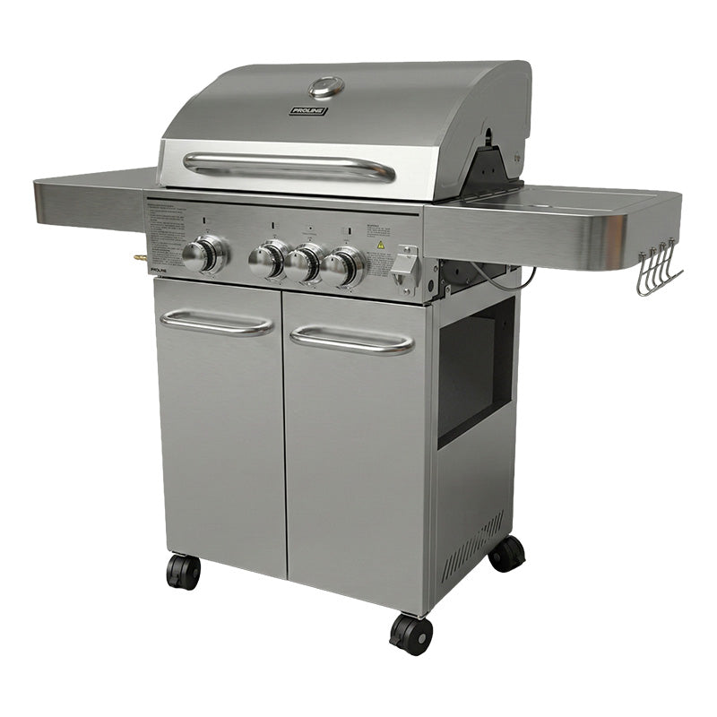 Grill gaz inoxidabil 3+1 arzătoare, 13,65 kW, grătar fontă, termometru integrat, PROLINE 40213