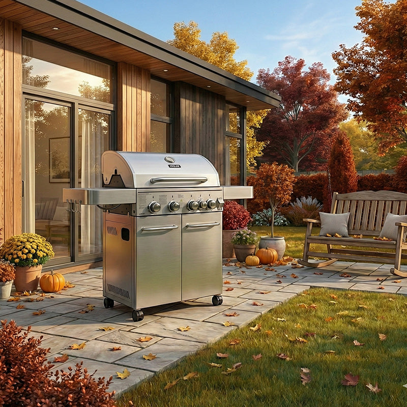 Grill gaz inoxidabil cu 4+1 arzătoare, 17,15 kW, suprafață 74 × 44 cm, PROLINE 40214