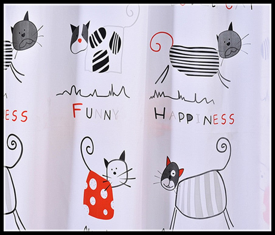 Perdea de duș Ermetiq KITTENS din PEVA impermeabil 180 × 200 cm cu inele din plastic și capse din inox
