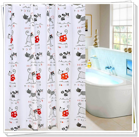 Perdea de duș Ermetiq KITTENS din PEVA impermeabil 180 × 200 cm cu inele din plastic și capse din inox