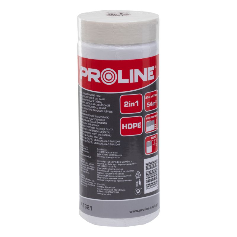 Folie mascare cu bandă adezivă PROLINE pentru vopsire și protecție