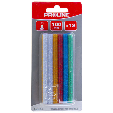 Baghete silicon sclipici PROLINE pentru pistol lipit, set 12 buc