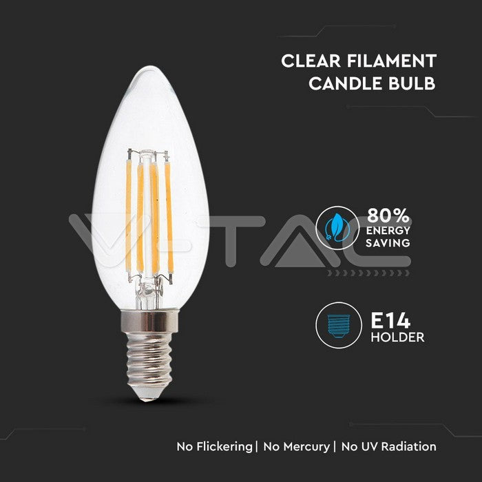 Bec Led Filament E14 4w 6000k Alb Rece