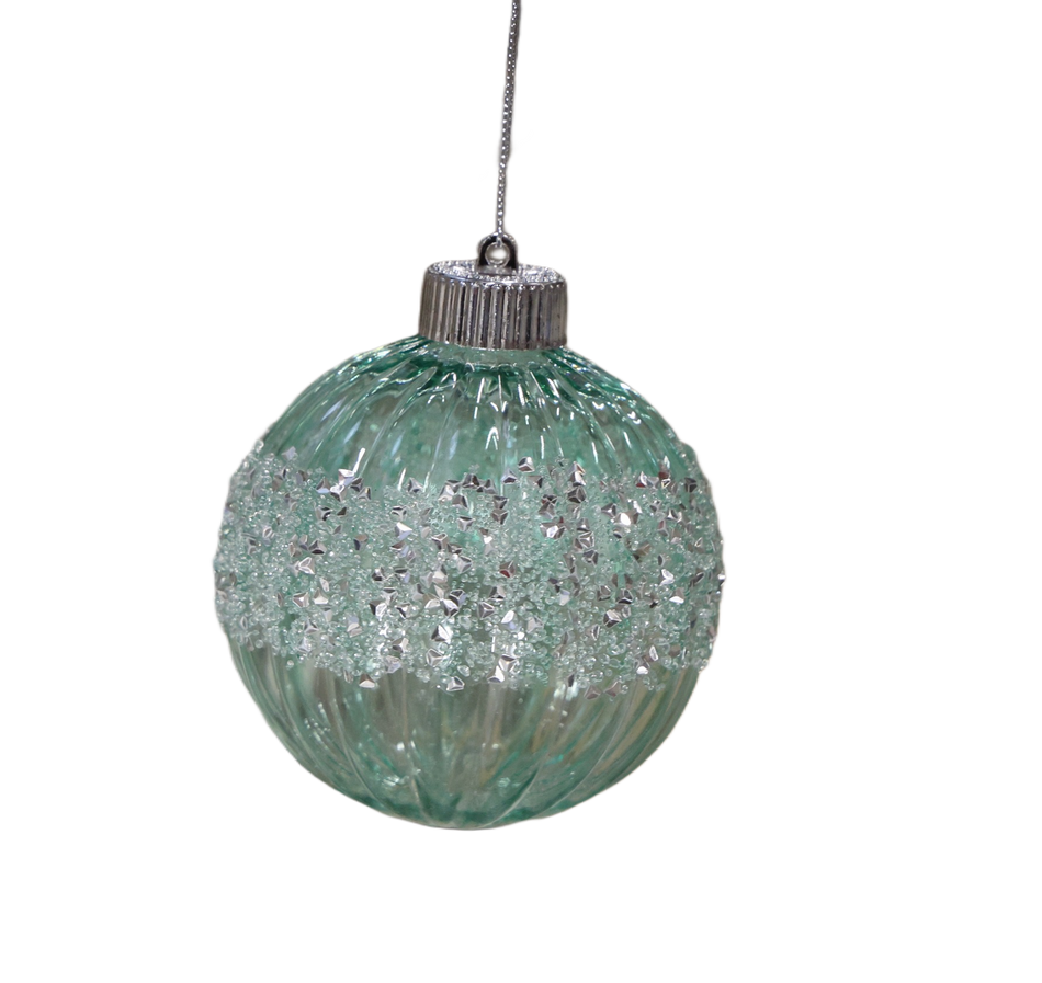 XMAS ORNAMENT GLOB VERDE CU BORDURA ARGINTIE 10 CM