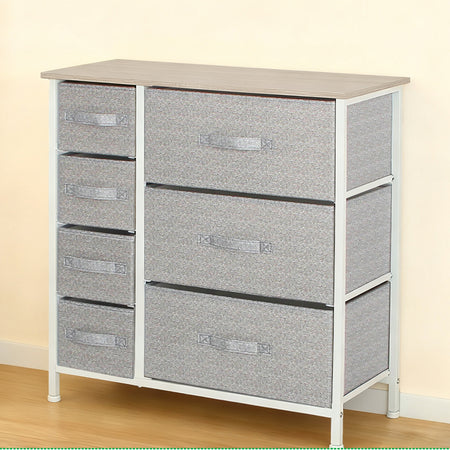 Comodă textilă cu 7 sertare 63 × 31 × 73 cm gri/alb pentru interior RPX-COM 46569R